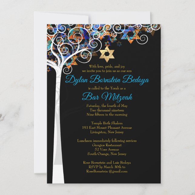Invitation PixDezines arbre de vie mitzvah/do-it-yourself arr (Devant)