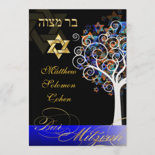 Invitation PixDezines arbre de vie mitzvah/glace métallique