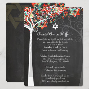 Invitation PixDezines arbre de vie mitzvah/tableau de bord