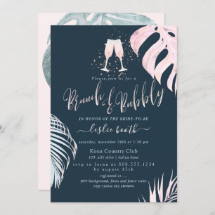 Invitation PixDezines Argent Palmes Brunch+Bubbly