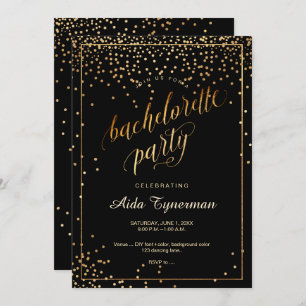 Invitation PixDezines Bachelorette Party Faux Gold Confetti