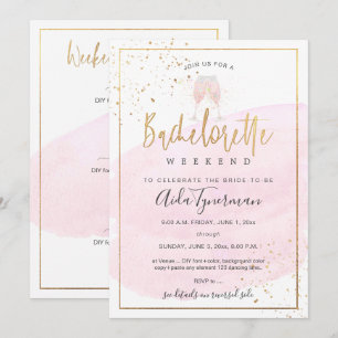 Invitation PixDezines Bachelorette Week-end Aquarelle rose