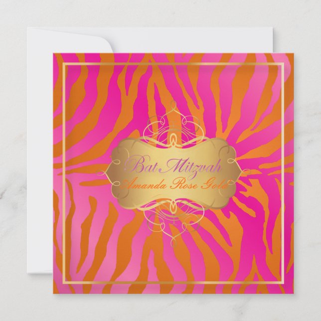 Invitation PixDezines bandes Bat mitzvah/zèbre (Devant)
