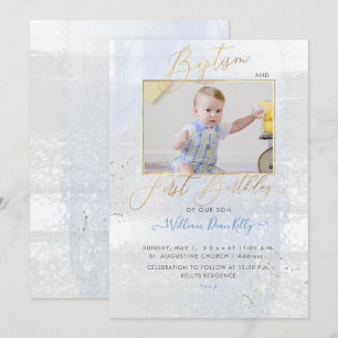 Invitation PixDezines Baptême Aquarelle 1er Anniversaire
