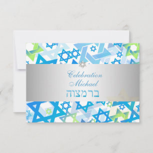 Invitation PixDezines bar de réception mitzvah/lime+bleu/arge