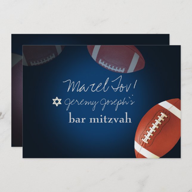 Invitation ✡ PixDezines BAR MITZVAH DE FOOTBALL/DIY COULEUR (Devant / Derrière)
