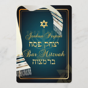 Invitation PixDezines bar tallit mitzvah/turquoise/or