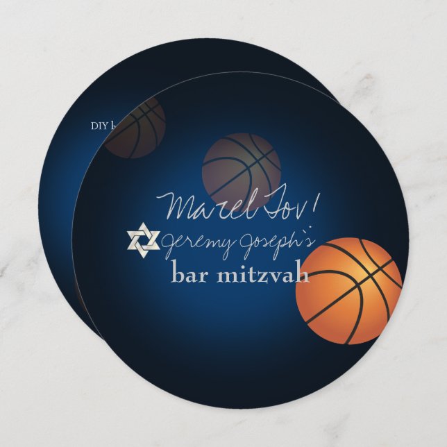 Invitation PixDezines Basketball Bar Mitzvah/DO-IT-YOURSELF C (Devant / Derrière)