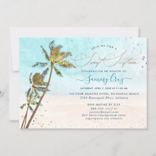 Invitation PixDezines Beach Sweet sixteen Crystal Blue Ocean