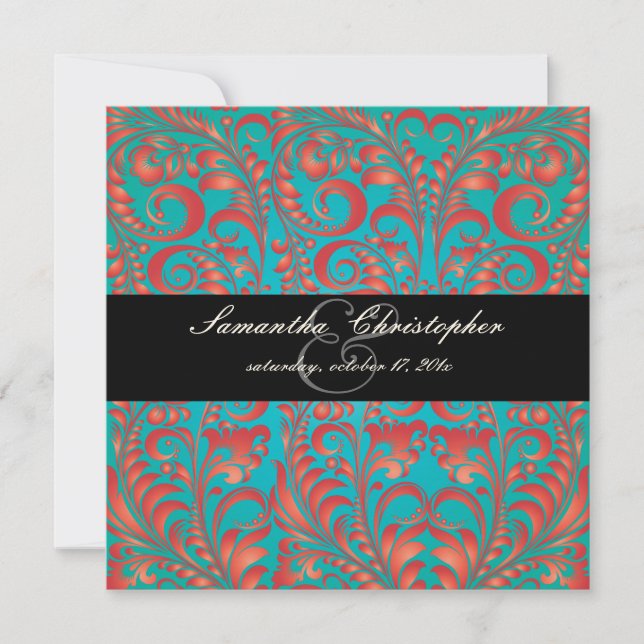 Invitation PixDezines Bellissimo Damask Vintage (Devant)