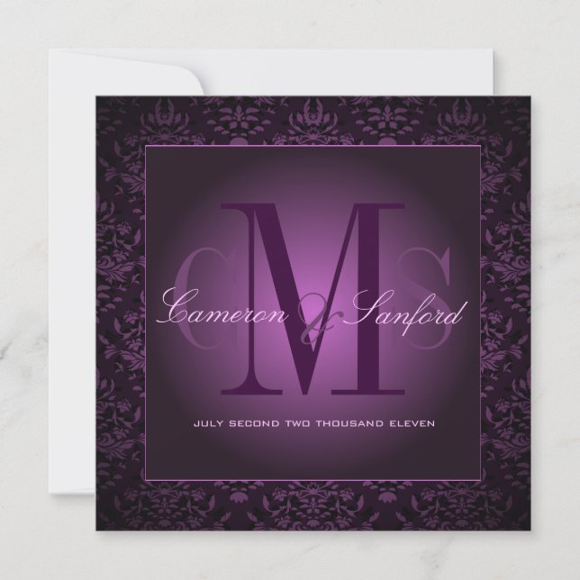 Invitation PixDezines BIJOUX DAMASK/DARK PURPLE/PLUM (Devant)