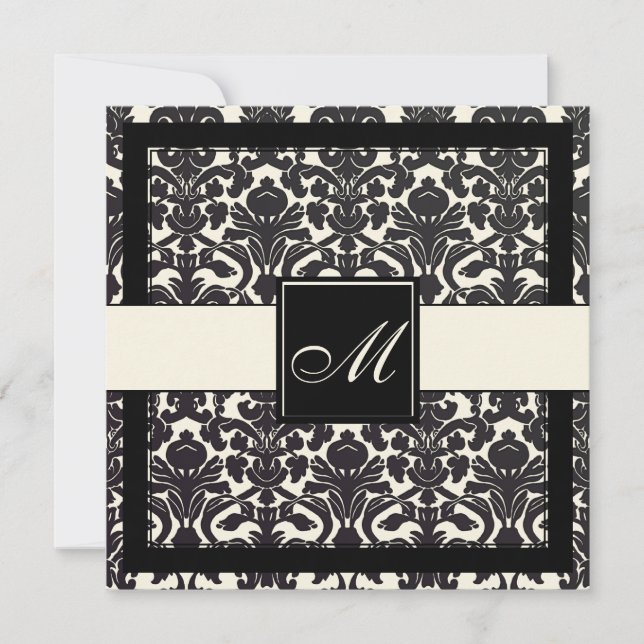 Invitation PixDezines Black Flora Damask/arrière - plan DO-IT (Devant)