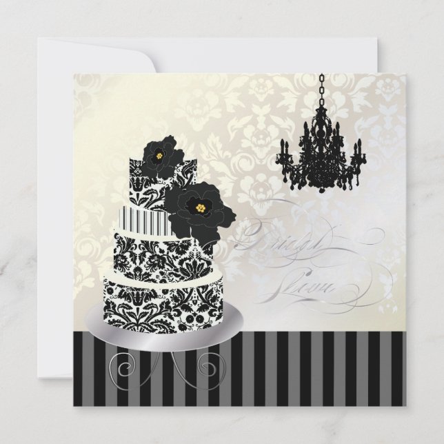 Invitation PixDezines BLACK+WHITE MARIAGE CAKE FÊTE DE L'MARI (Devant)