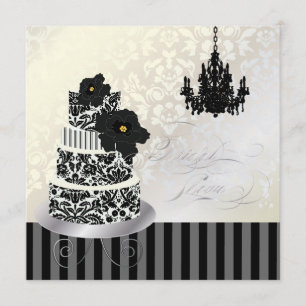 Invitation PixDezines BLACK+WHITE MARIAGE CAKE FÊTE DE L'MARI