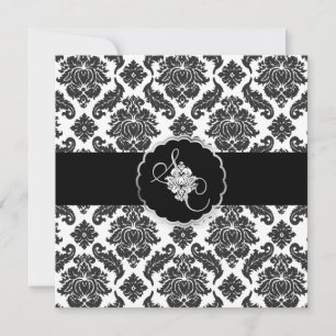 Invitation PixDezines Black+White Venezia Damask