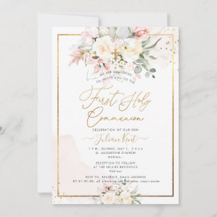 Invitation PixDezines Blush Alabaster Communion Rose