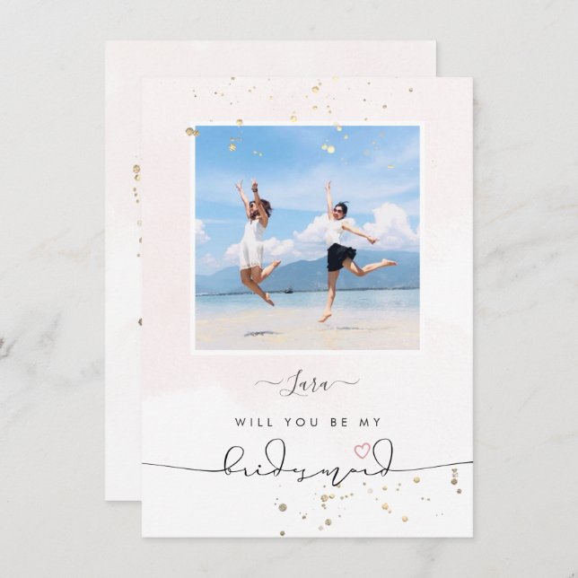Invitation PixDezines Blush Aquarelle Vous Serez Bridesmaid (Devant / Derrière)