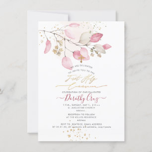 Invitation PixDezines Blush Gum Eucalyptus 1ère sainte commun