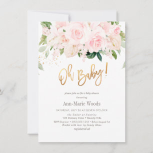 Invitation PixDezines Blush Rose Anthuriums Baby shower