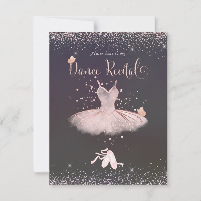 Invitation PixDezines Blush Tutu n Butterflies Dance Considér (Devant)