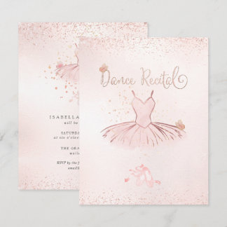 Invitation PixDezines Blush Tutu n Butterflies Dance Recital