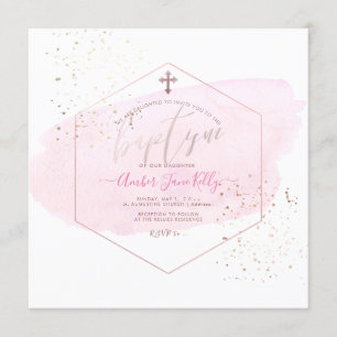 Invitation PixDezines Blush Watercolor+Honeypeb Baptism