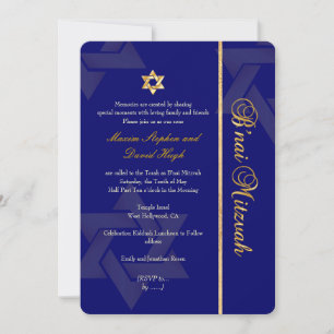 Invitation PixDezines Bnai Mitzvah/bleu foncé/or/do-it-yourse