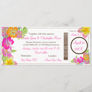 Invitation PixDezines Boarding Pass Hibiscus Leis/do-it-yours
