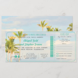 Invitation PixDezines Boarding Pass+Mariage Vintage à la plag