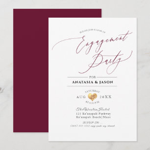 Invitation PixDezines Bourgogne Luxe Fiançailles de calligrap