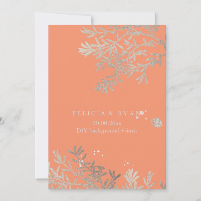 Invitation PixDezines Branches d'olivier/Faux Argent/do-it-yo (Devant)
