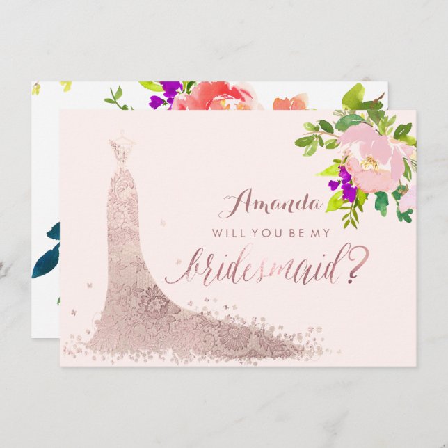Invitation PixDezines Bridesmaid/Floral/Aquarelle/Printemps (Devant / Derrière)