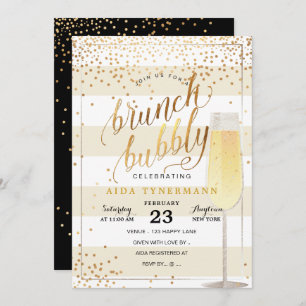 Invitation PixDezines Bruch+Bubbly Gold Confetti
