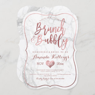 Invitation PixDezines Brunch Bubbly/Faux Rose Gold Marble