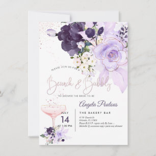 Invitation PixDezines Brunch Bubbly Purple H2 Fleurs Invitat