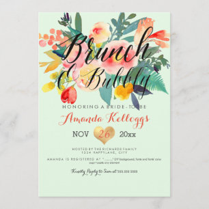 Invitation PixDezines Brunch & Bubbly Spring Floral/Coral+Min
