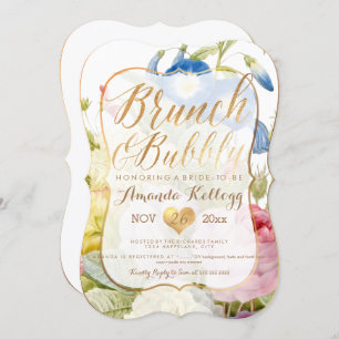 Invitation PixDezines Brunch & Bubbly Vintage Botanique