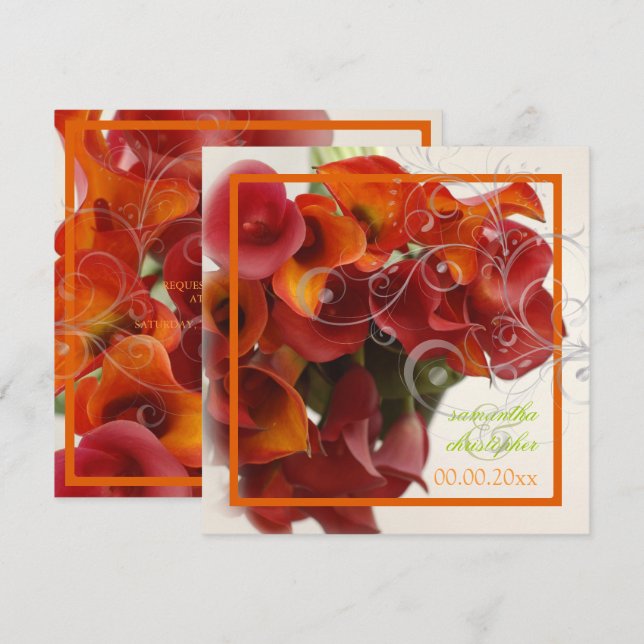 Invitation PixDezines BURNT ORANGE CALLA LILY BOUQUET (Devant / Derrière)