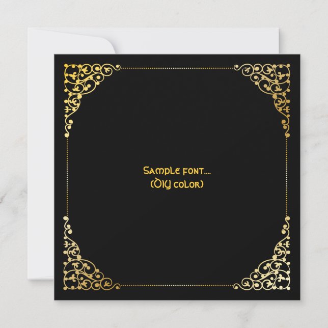 Invitation PixDezines cadre en filigree/fausse or/couleurs do (Devant)