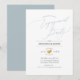 Invitation PixDezines Calligraphie Bleue Poussiéreuse Fête de