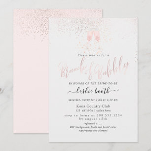 Invitation PixDezines Champagne Rose Bubbles Brunch+Bubbly