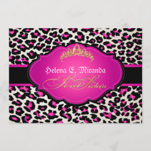Invitation PixDezines cheetah+tiara/sweet sixteen