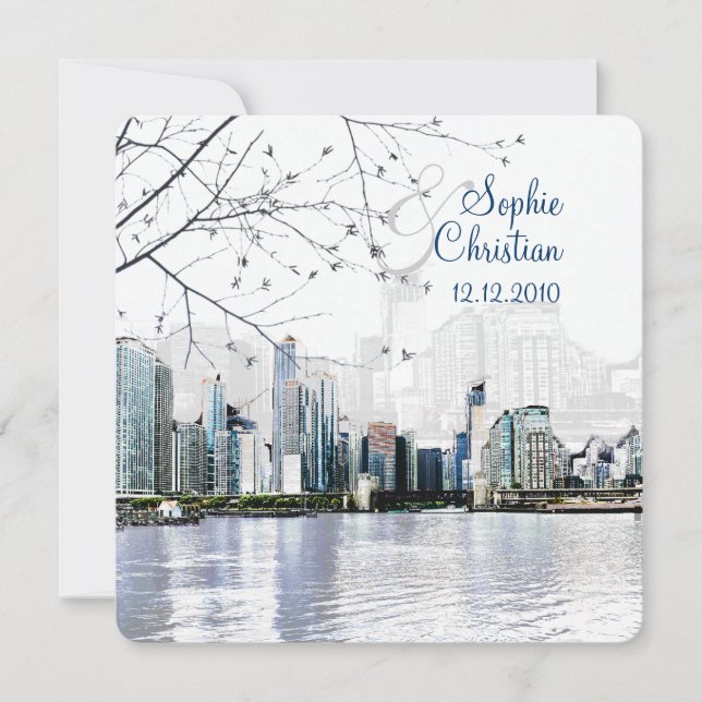 Invitation PixDezines Chicago Lakeshore Skyline/invitations (Devant)