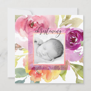 Invitation PixDezines Christening Bold Watercolor Flowers