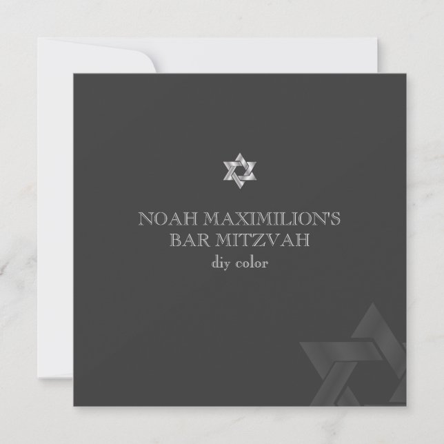 Invitation PixDezines classique mitzvah/gris+argent/do-it-you (Devant)