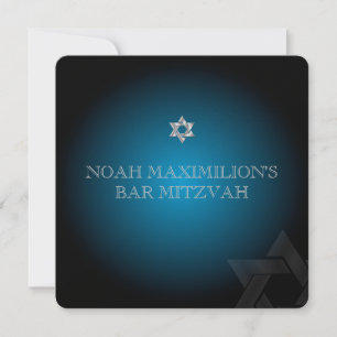 Invitation PixDezines classique mitzvah/turquoise/bleu/argent