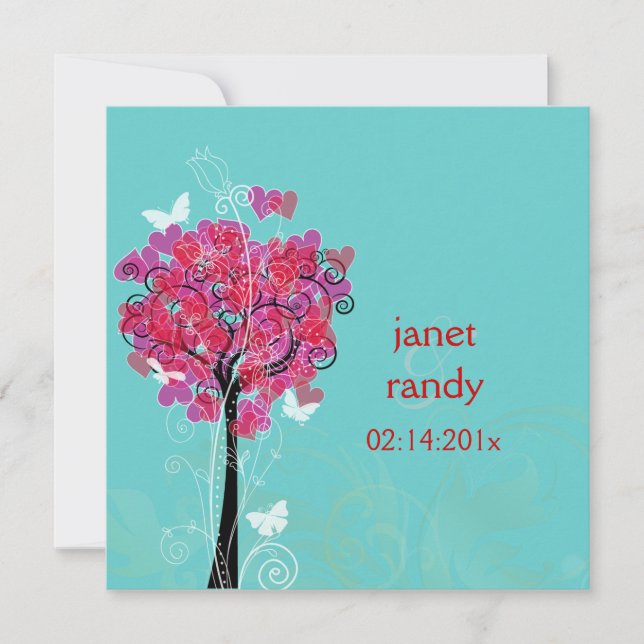 Invitation PixDezines Coeurs vintages arbre/arrière - plan do (Devant)