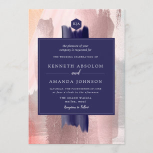 Invitation PixDezines Color Block Marine Rose Gold Silver