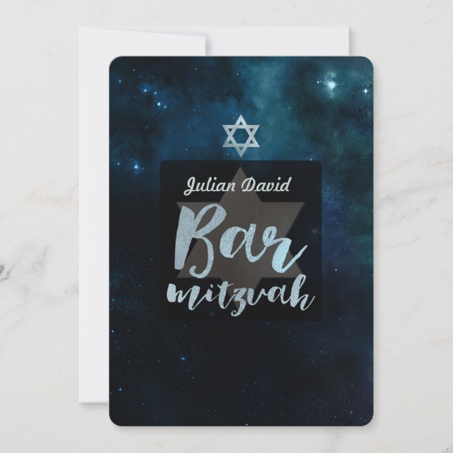 Invitation PixDezines Cosmic Bar Mitzvah ✡ (Devant)