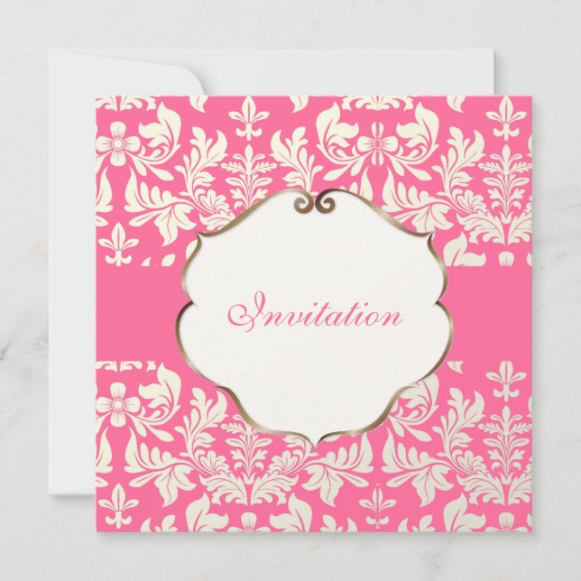 Invitation PixDezines couleur baroque Damask/rose/DO-IT-YOURS (Devant)
